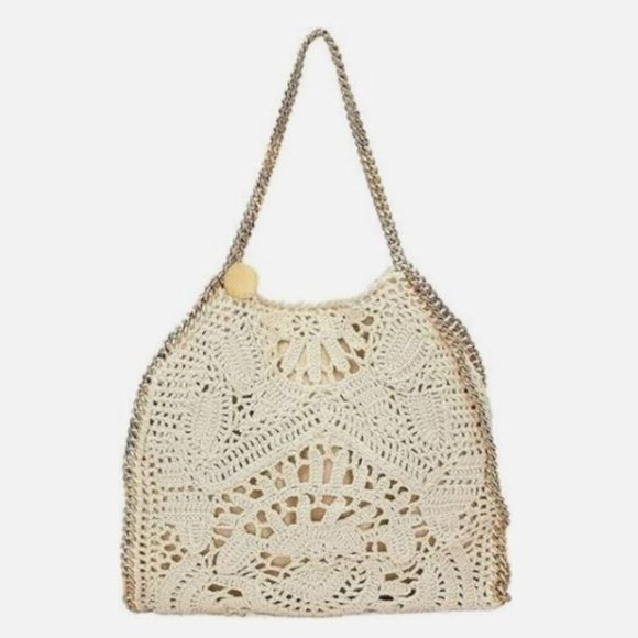 Stella McCartney Cotton Crochet Ajouree Small Tote Butter Cream Handbag Bag New - Picture 1 of 6
